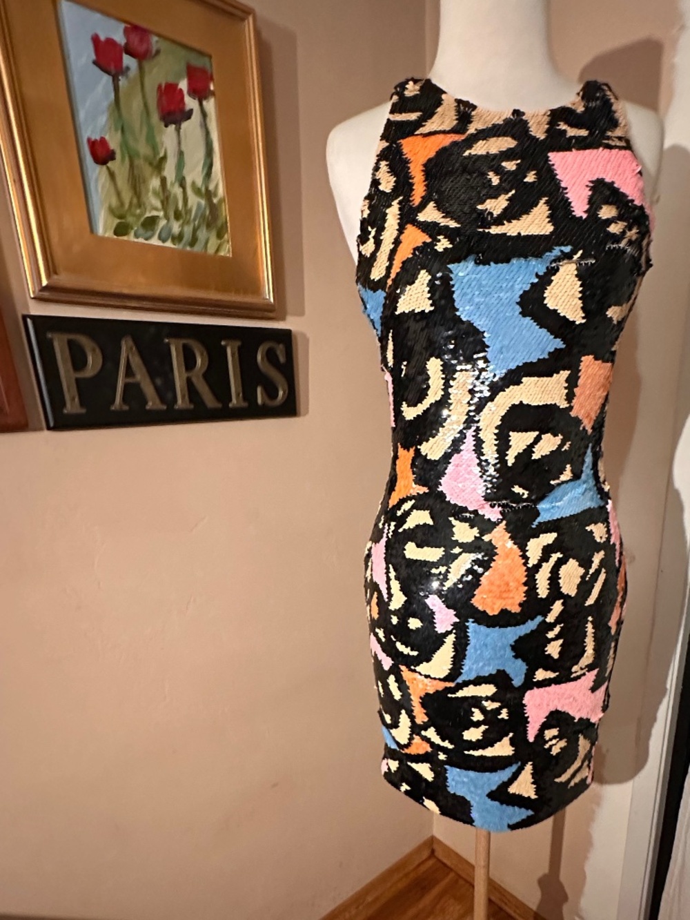 VTG Blacktie Oleg Cassini Sequin Mini Dress Size 2